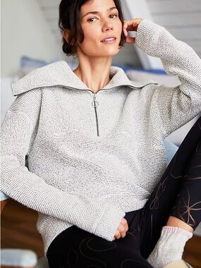 Sweaty Betty Restful Boucle Half Zip Sweatshirt